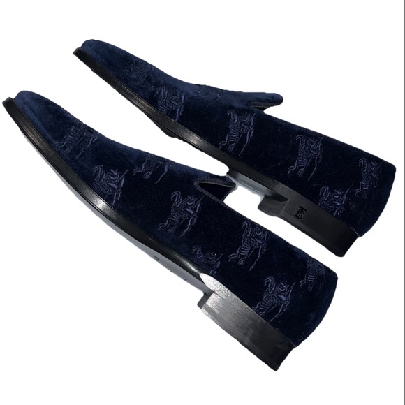 Burberry Blue Loafers Velvet Embroidered Formal Mens 8 Formal Wayne NWOB ? main image 10